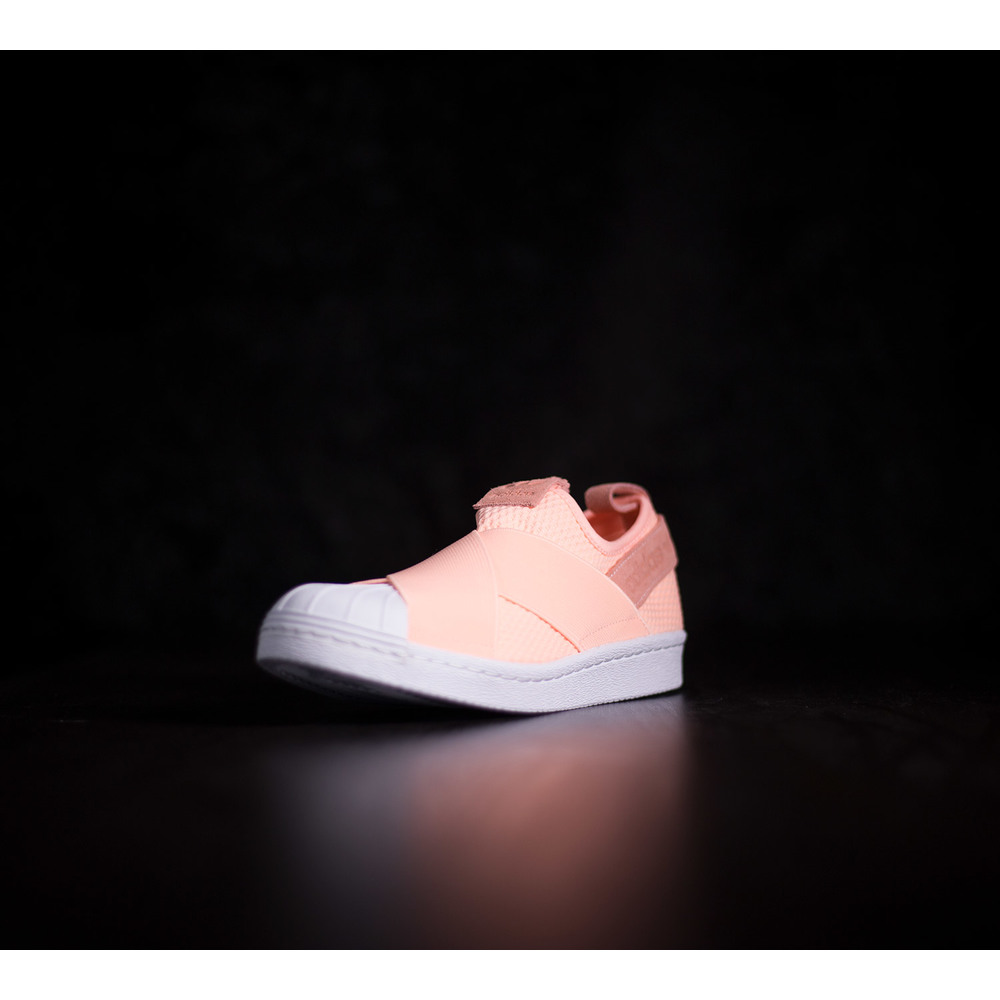 Dámske neónovo oranžové tenisky adidas SUPERSTAR SLIP ON s bielou