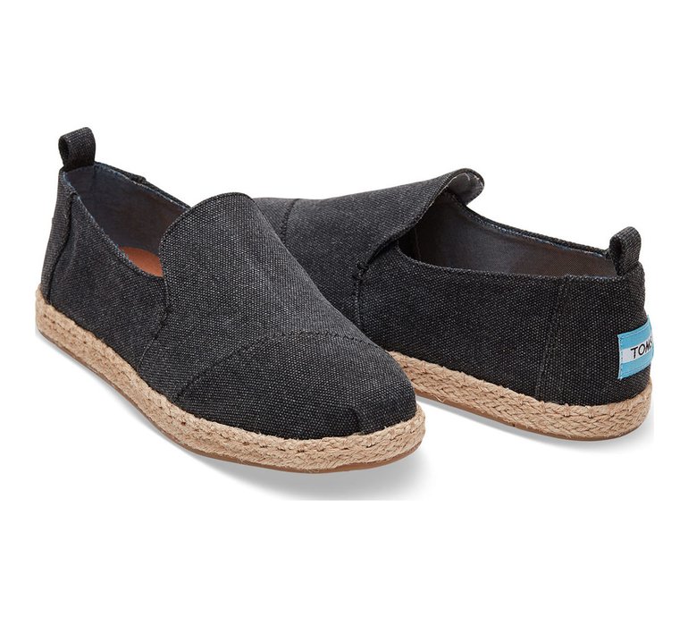 Toms Alpargatas Black Washed Canvas Deconstructed