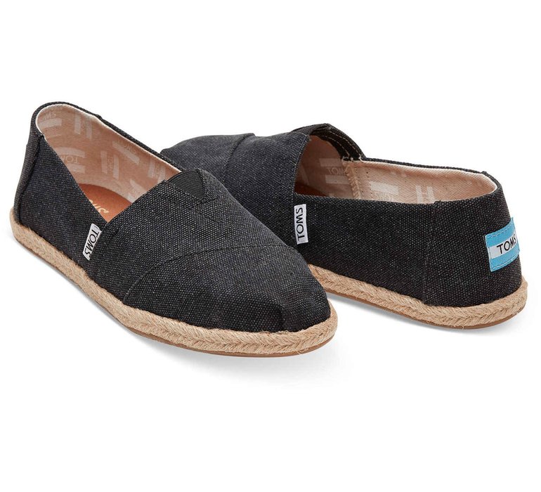 Toms Black Washed Canvas Alpargata