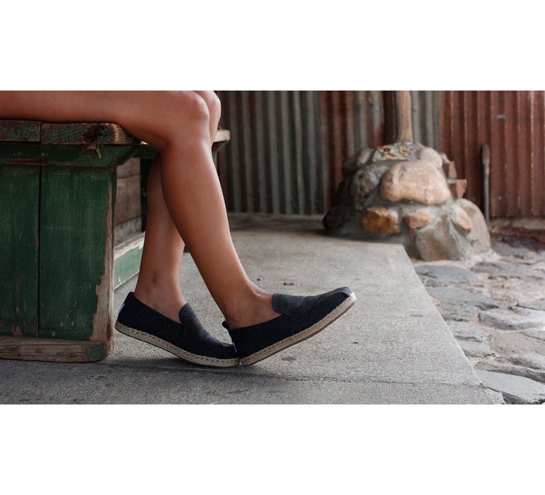 Toms Alpargatas Black Washed Canvas Deconstructed