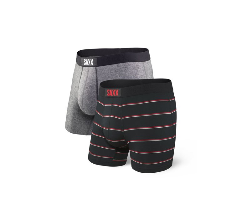 Saxx Vibe 2 Pack Boxer Brief Gray Shallow Stripe