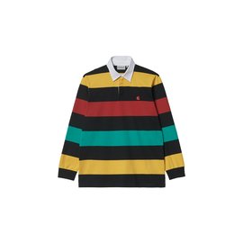 Carhartt WIP Hooded L/S Henwick Rugby Shirt Henwick Stripe Black