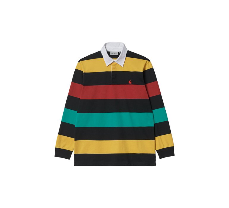 Carhartt WIP Hooded L/S Henwick Rugby Shirt Henwick Stripe Black