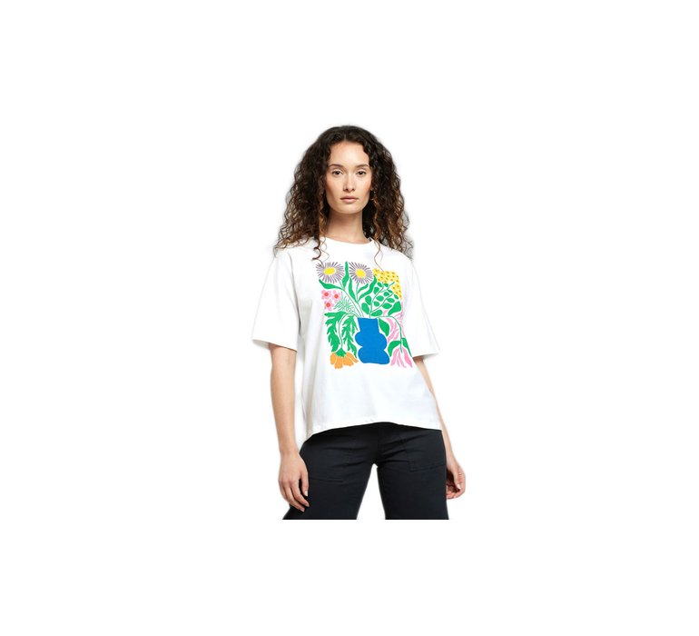 Dedicated T-shirt Vadstena Cottage Flowers White