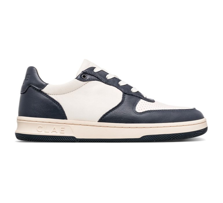 Clae Malone Navy Leather Off-White