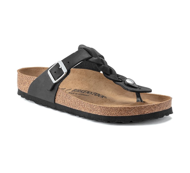 Birkenstock Gizeh Oiled Leather Black Narrow Fit