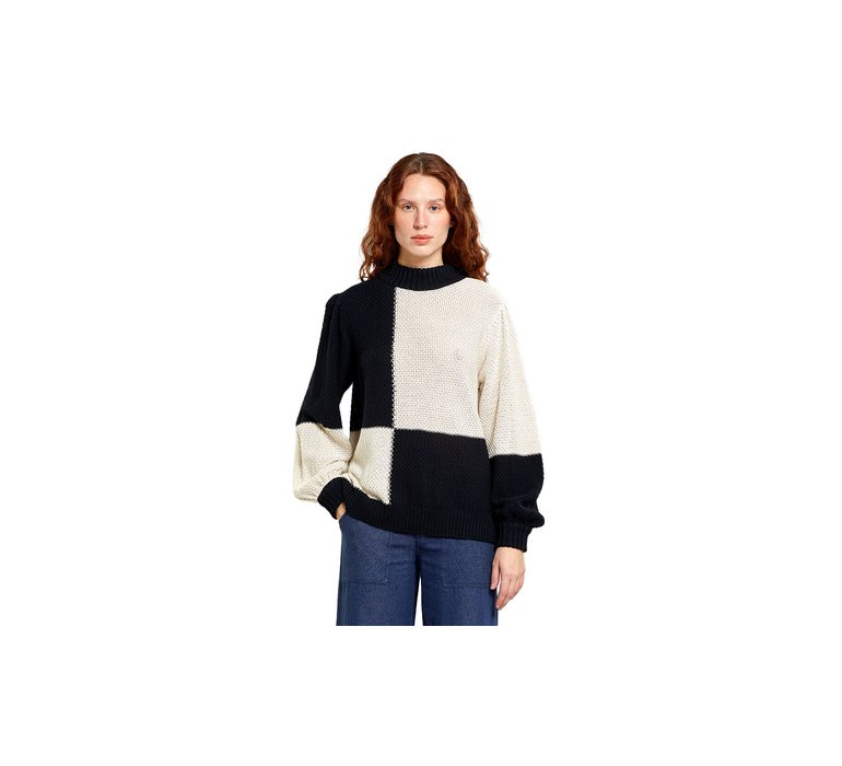 Dedicated Sweater Knitted Rutbo Blocks Black/Vanilla White