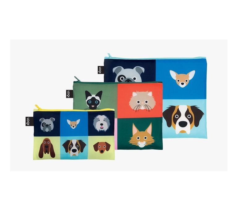 Loqi STEPHEN CHEETHAM - Cats & Dogs Recycled Zip Pockets
