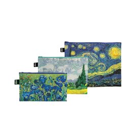 Loqi Vincent van Gogh - The Starry Night, A Wheatfield With Cypresses, Irises Recycled Zip Pocket Set