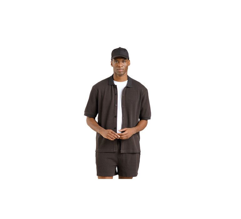 Dedicated Shirt Falkvik Waffle Phantom Black